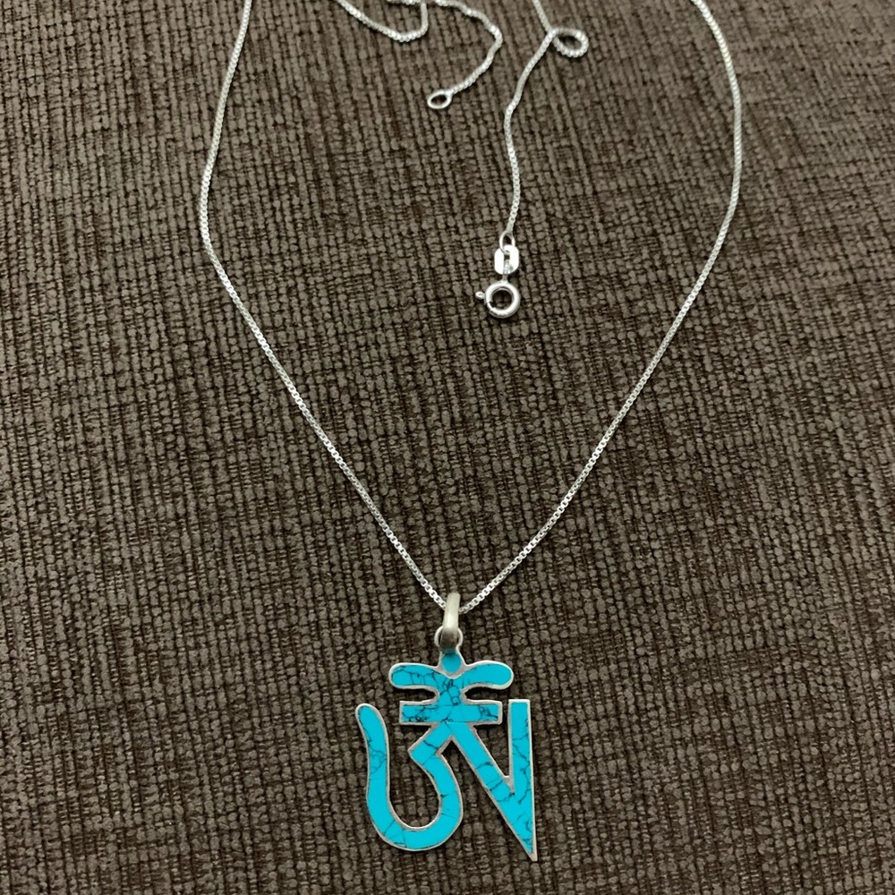Sterling silver Tibetan Om necklace